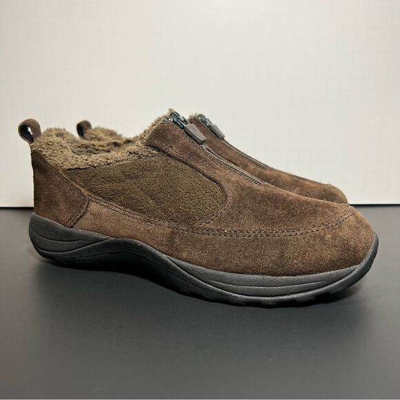 Womens L.L. BEAN Suede Zip Up Fur Trim Shoes / Size 7 Medium - Picture 1 of 9